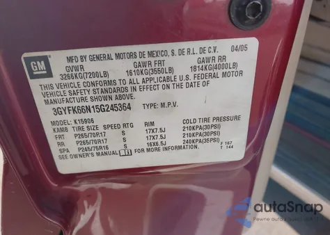 2005 Cadillac Escalade Esv Standard z USA, uszkodzony, nr VIN 3GYFK66N15G245364